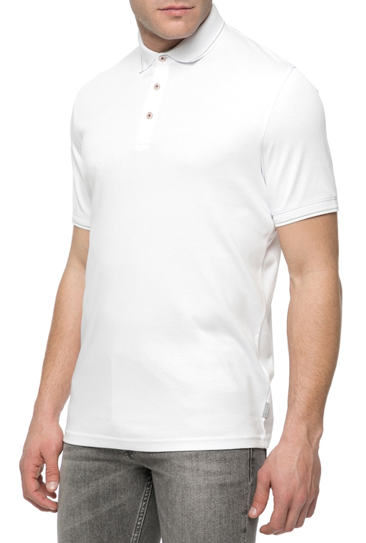 TED BAKER-Ανδρικό κοντομάνικο πόλο μπλουζάκι TED BAKER λευκό 